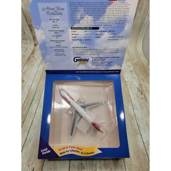 Gemini Jets 1:400 MD-11 Swissair Asia HB-IWG & Passenger Plane A380 Diecast New - Picture 4 of 8